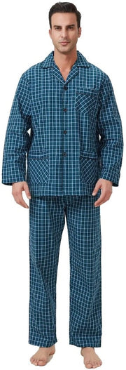 Pajama uomo a fiamme - Tela di cotone - Pantalone da notte lungo - Set di notte a due pezzi - Indumenti per la sera - Leggero e respirante - Notte indumenti