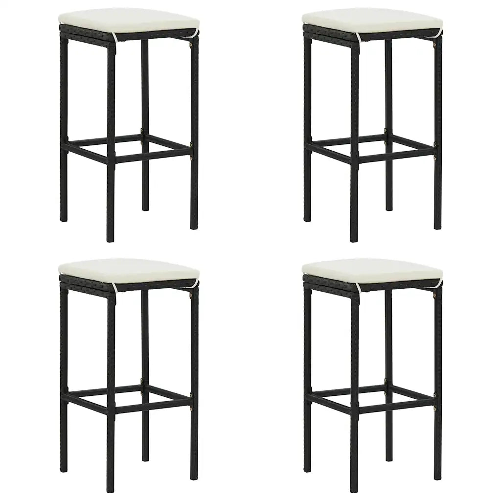 Set da Bar da Giardino 5 pz | Set Salotto da Giardino con Cuscini Nero