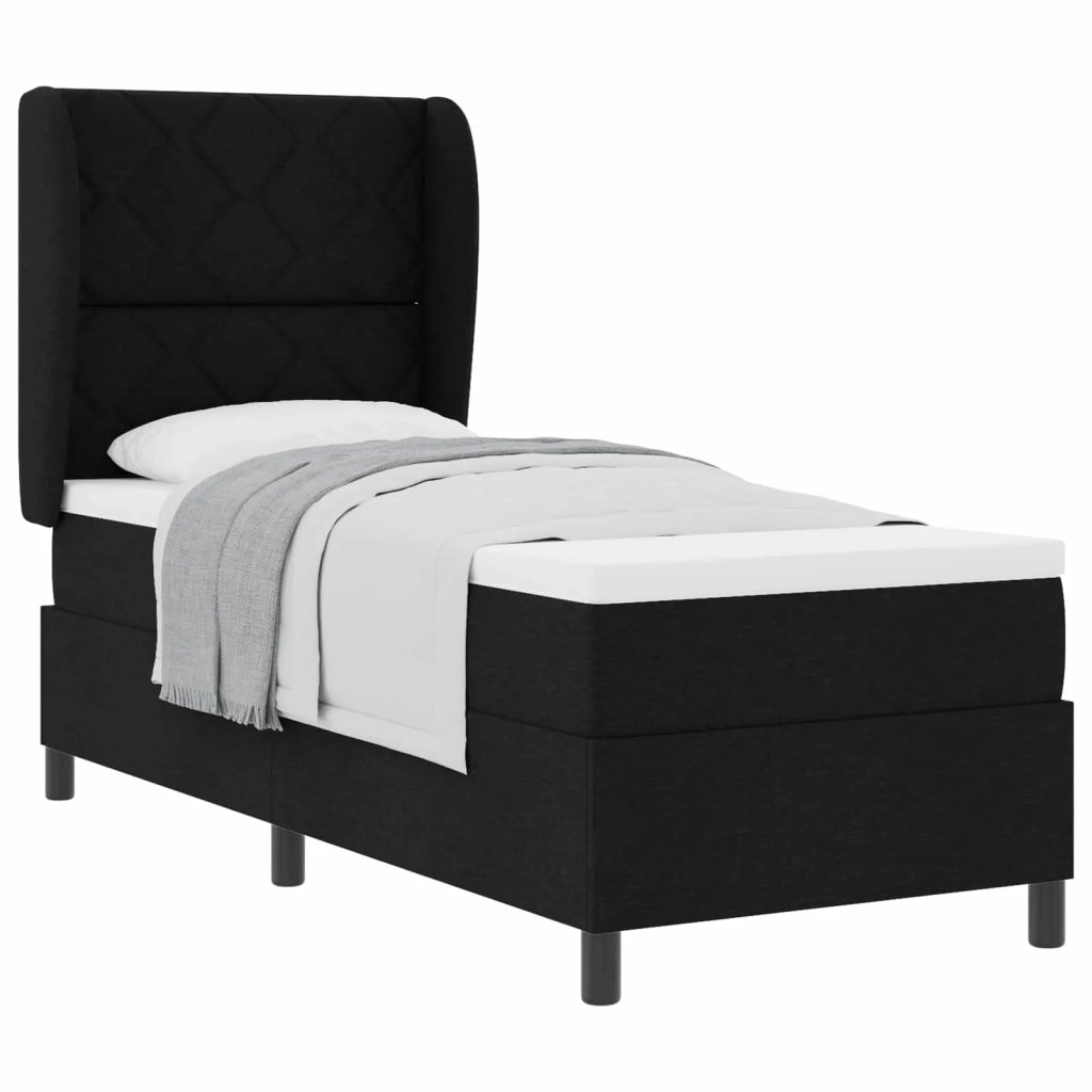 Letto a molle con materasso Nero 80 x 200 cm Tessuto 3340594
