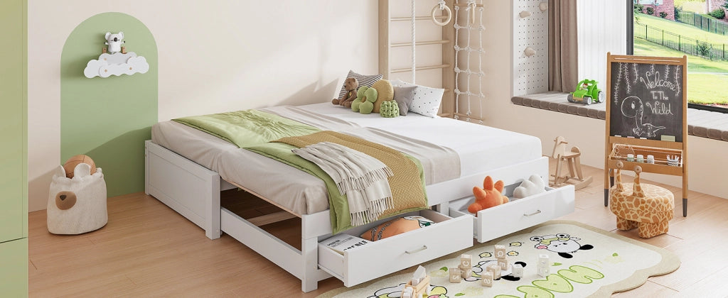 Letto estraibile 90 × 190 cm et 180 × 190 cm con 2 cassetti, senza materasso, in legno, bianco