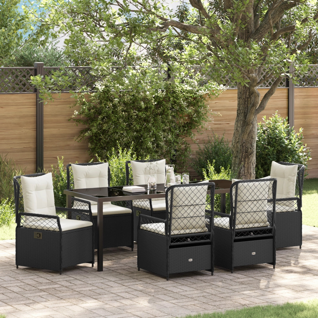 Set di Mobili da Giardino 7 Pezzi Nero Polyrattan