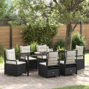 Set di Mobili da Giardino 7 Pezzi Nero Polyrattan