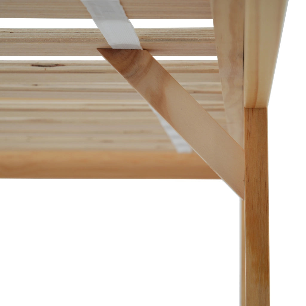 Letto Singolo 90 x 200 cm; 1 Posto; con 15 Doghe e Piede Centrale; senza Materasso; Legno Massello e MDF; Bianco Naturale