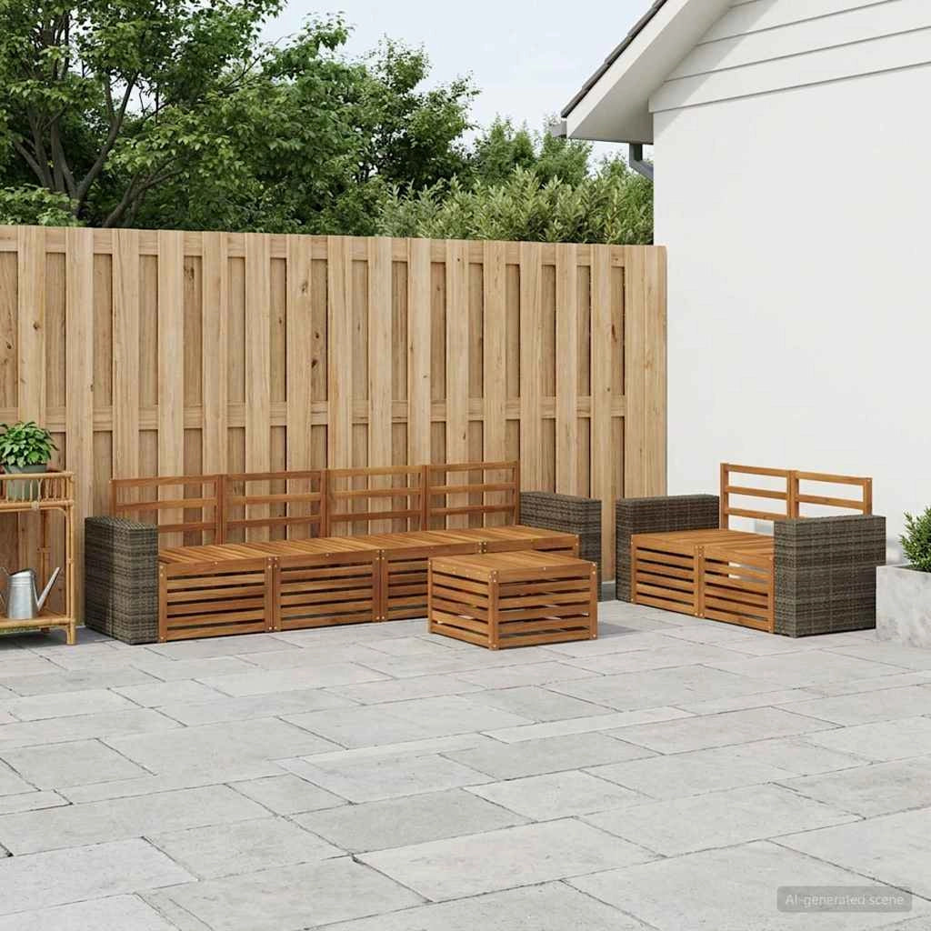 Set di divani da esterno 7 pz Naturale Legno di Acacia Massello 3384065