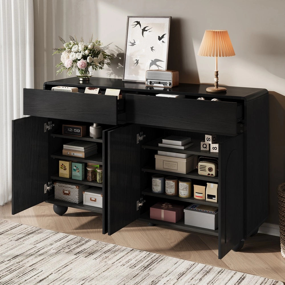 Credenza Soggiorno con Ante Curve ¨C MINIMAL ¨C Truciolato MDF, Gambe in Metallo