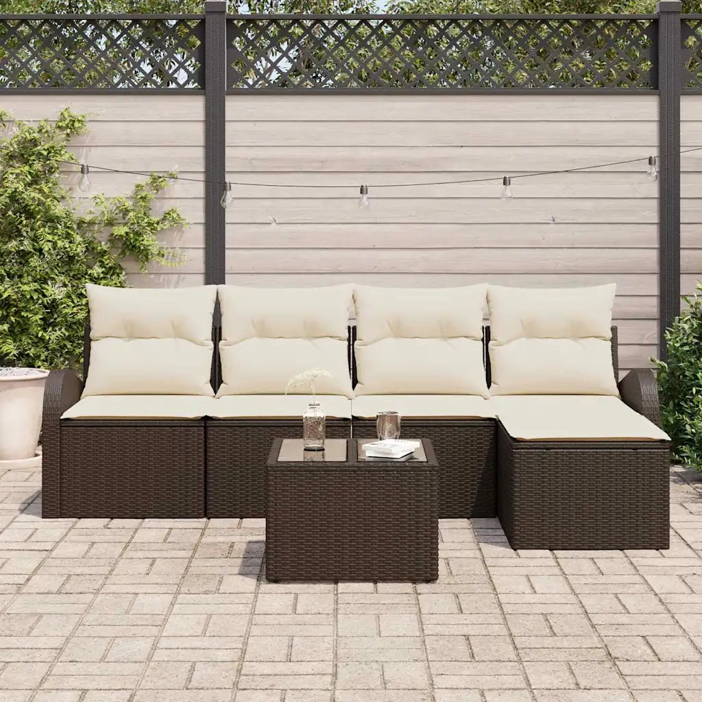Set di divani con cuscino 6 pcs Marrone e bianco polyrattan 3354677