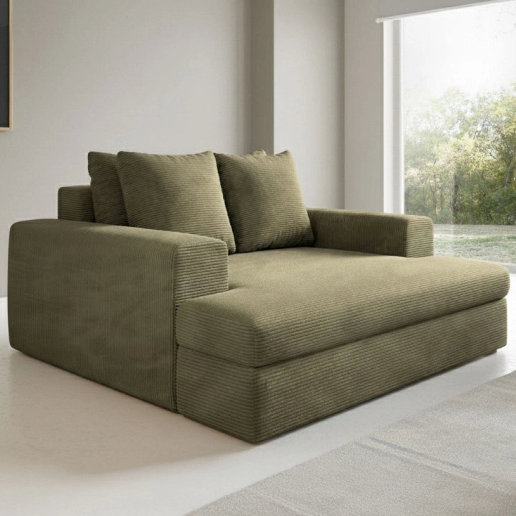 Comazzo, Divano Fisso 2 Posti Cuscini Sfoderabili, 162x167x86h cm Verde Oliva