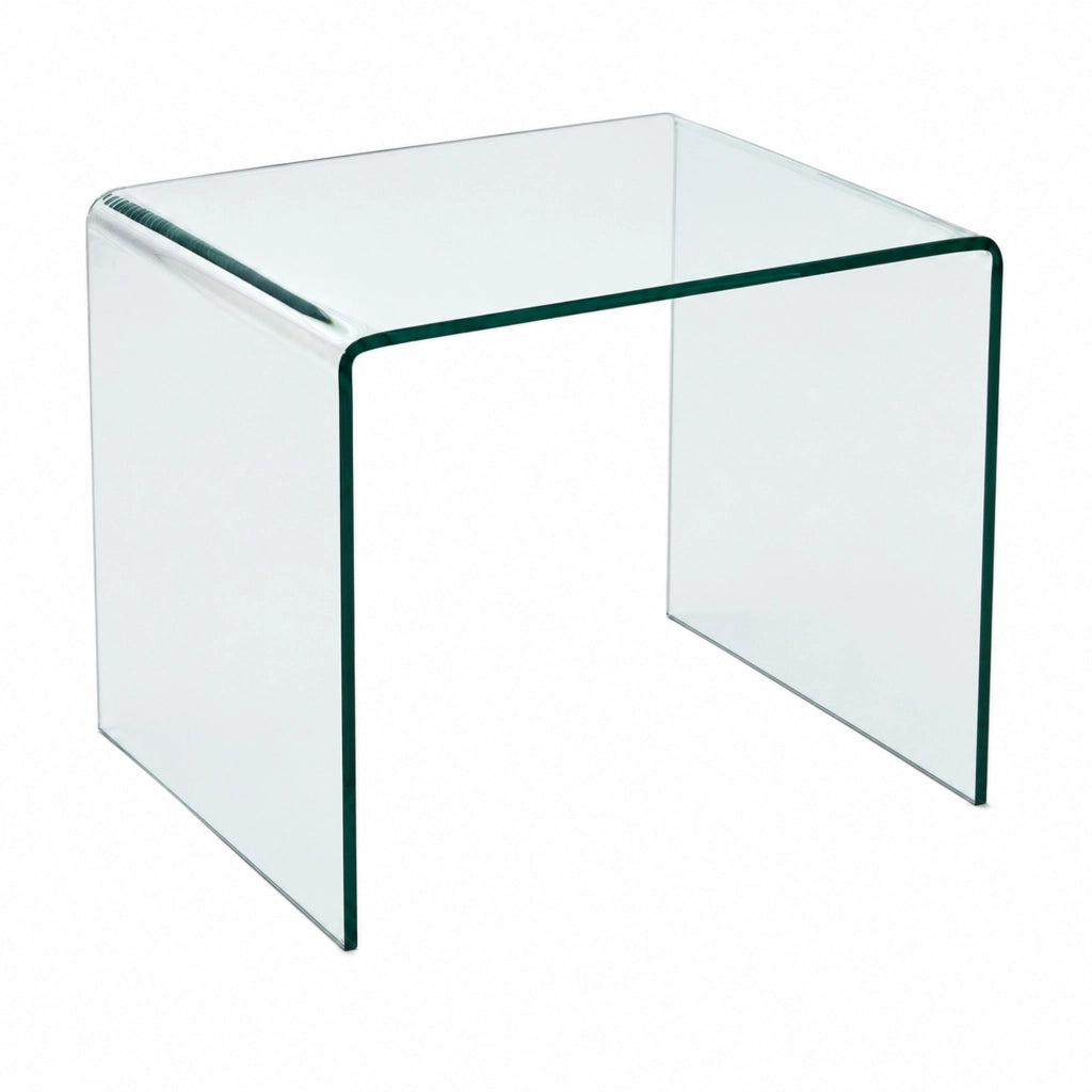Tavolino basso fisso in vetro temperato trasparente per soggiorno, snack e libri 50 × 40 × 45 cm
