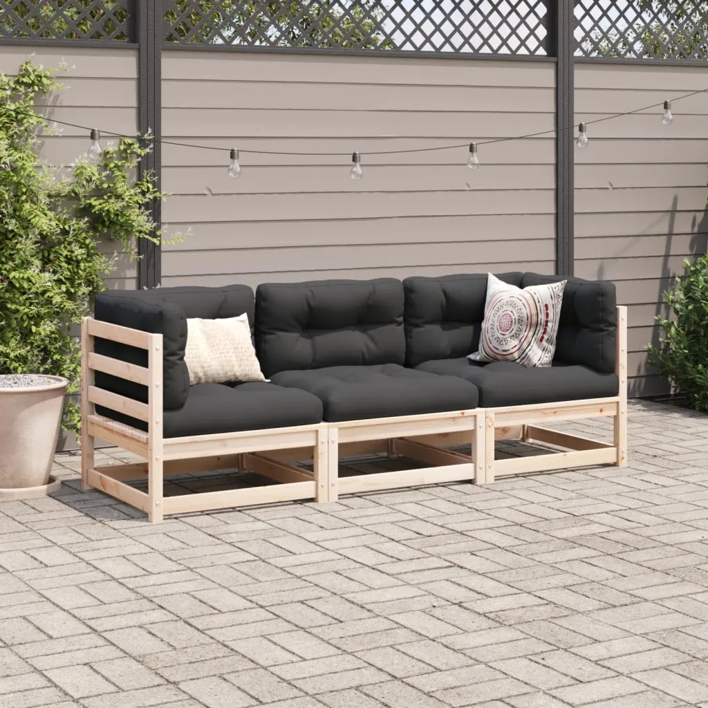 Set Divani da Giardino 3 pz in Legno Massello di Pino