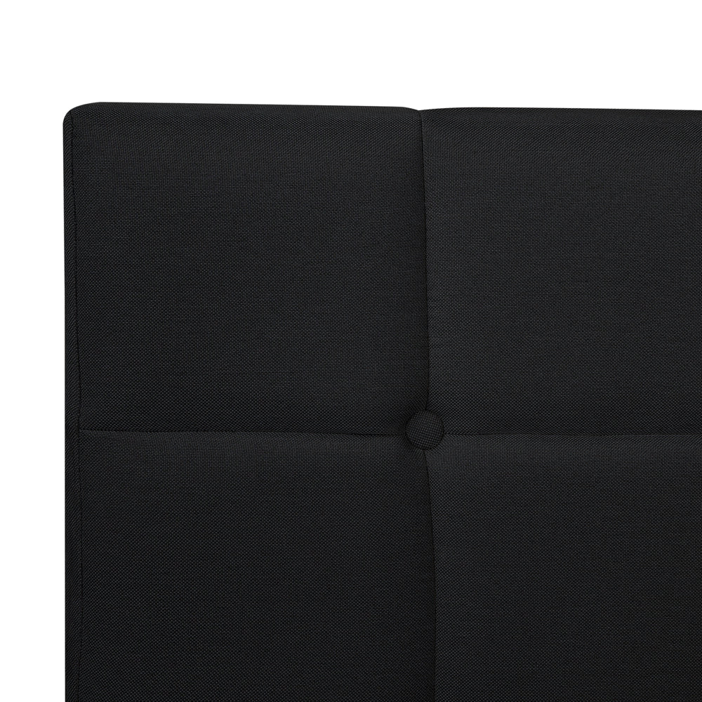 Divano letto matrimoniale in tessuto Nero imbottito con struttura 140 cm 6 con testiera capitonné e materasso a molle insacchettate