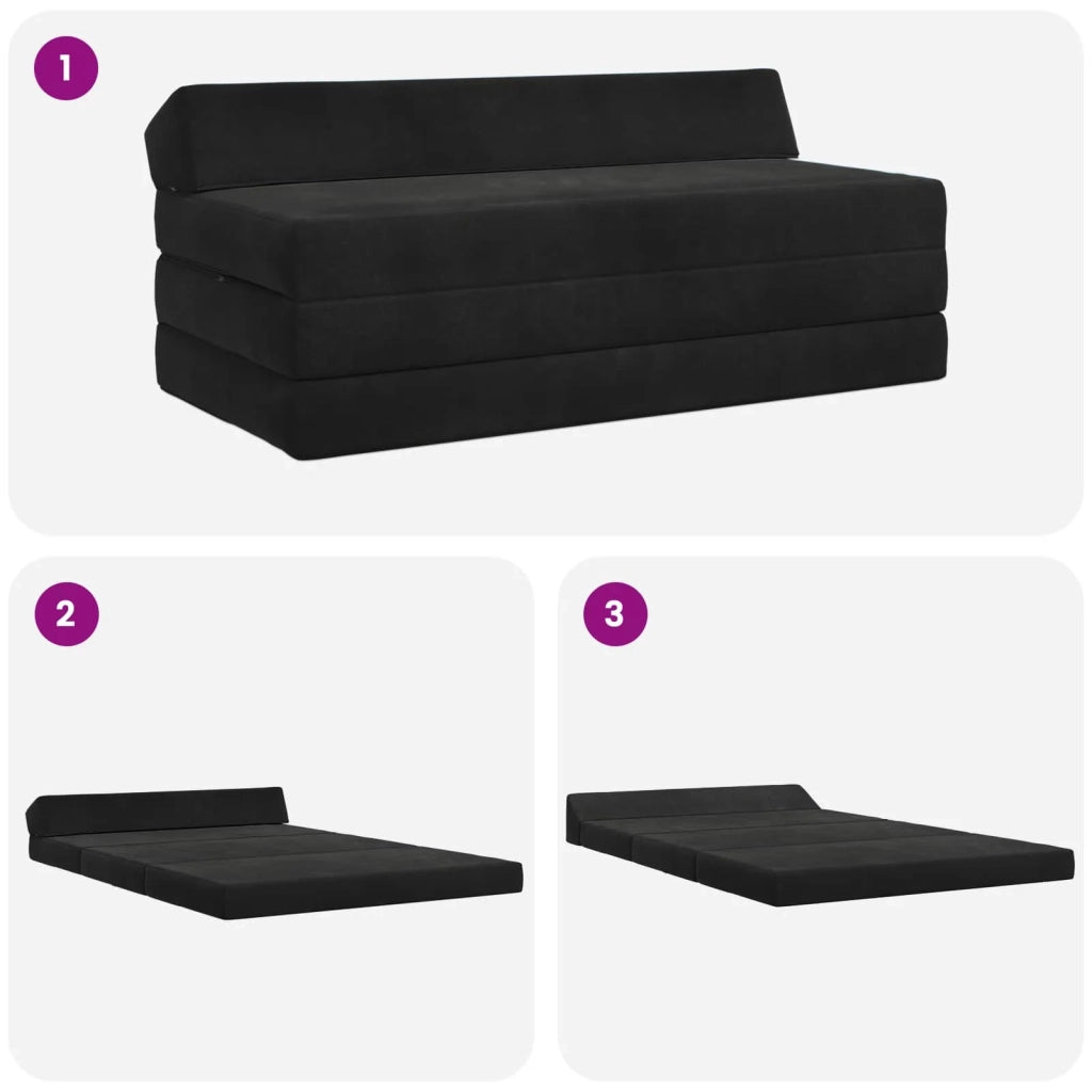Divano Letto Pieghevole Nero 120 x 60 x 49 cm Tessuto