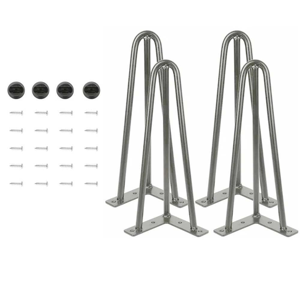 4x Gambe Piedi Tavolo Tavolino Mobili Sgabello 36cm Metallo Design Moderno Grigi