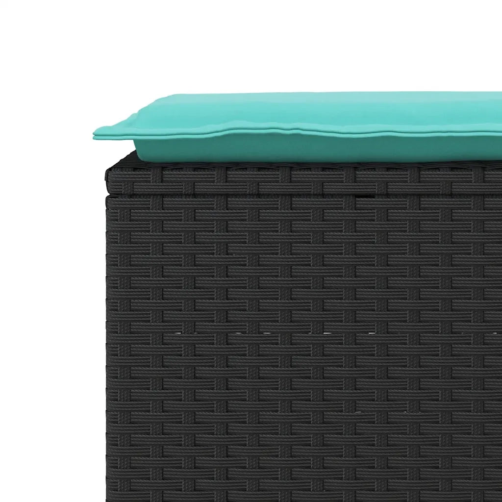 Panca da Giardino con Cuscino Nera 110x40x44 cm in Polyrattan 4104153