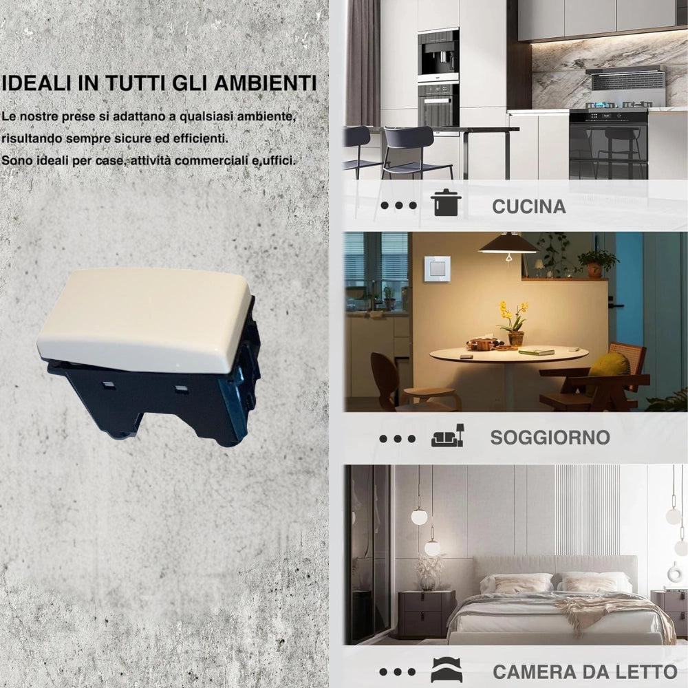Kit interruttore unipolare illuminabile 16ax compatibile bticino matix *** numero pezzi 6, confezione 1