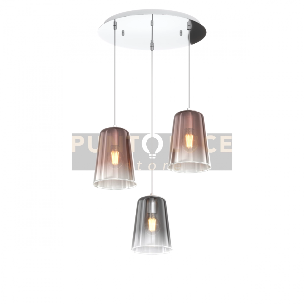 SOSPENSIONE CROMO TONDA 3 LUCI (2 RA + 1 CR) 1164CR-S3 T-RC