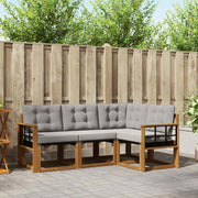 Set di divani da esterno 4 pcs Grigio Naturale e Chiaro