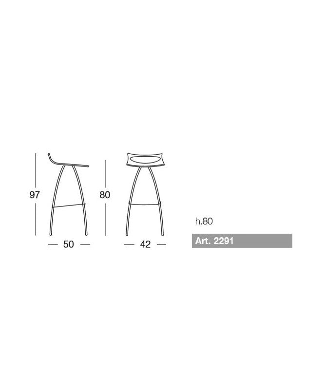SGABELLO DIABLITO SET DA 4 H 80 in TECNOPOLIMERO e ACCIAIO CROMATO MADE IN ITALY SCAB DESIGN - Antracite 81