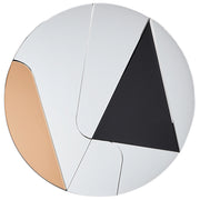 Specchio da parete in vetro e MDF oro e nero ø 80 cm Specchio da appendere di stile astratto