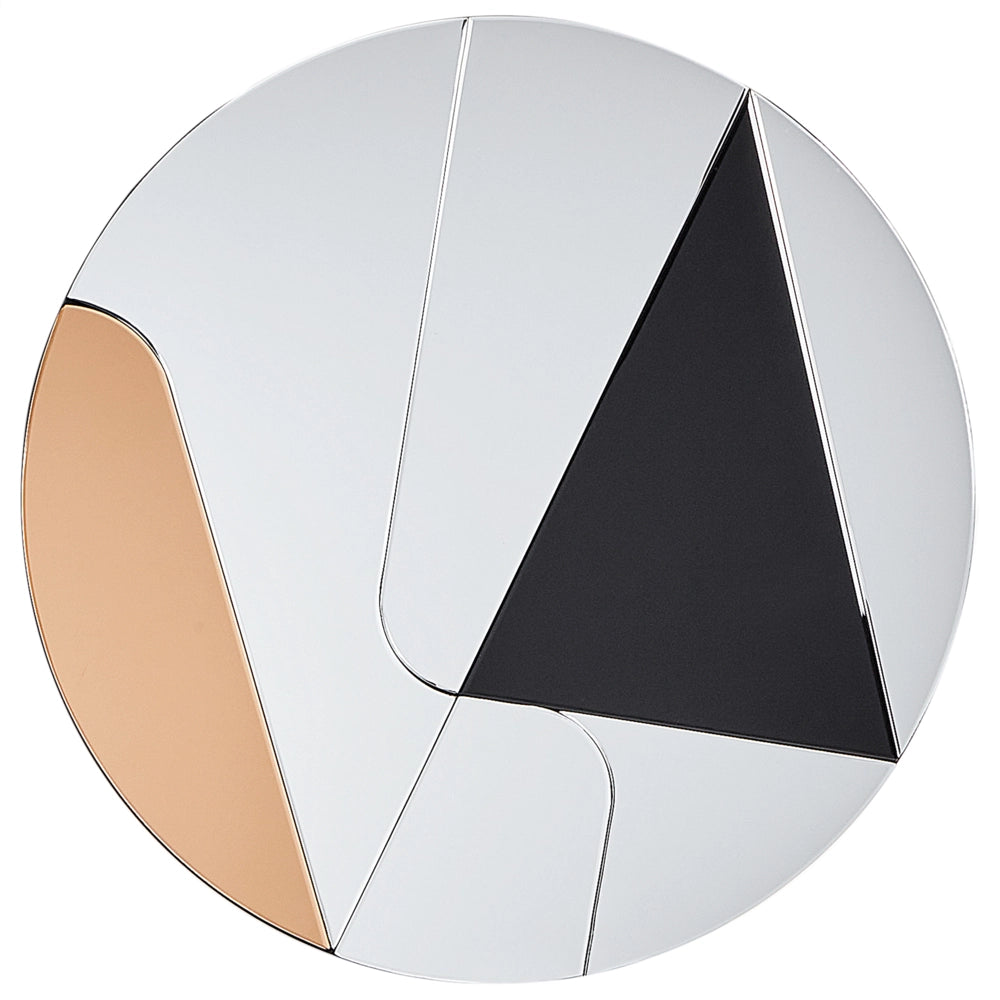 Specchio da parete in vetro e MDF oro e nero ø 80 cm Specchio da appendere di stile astratto