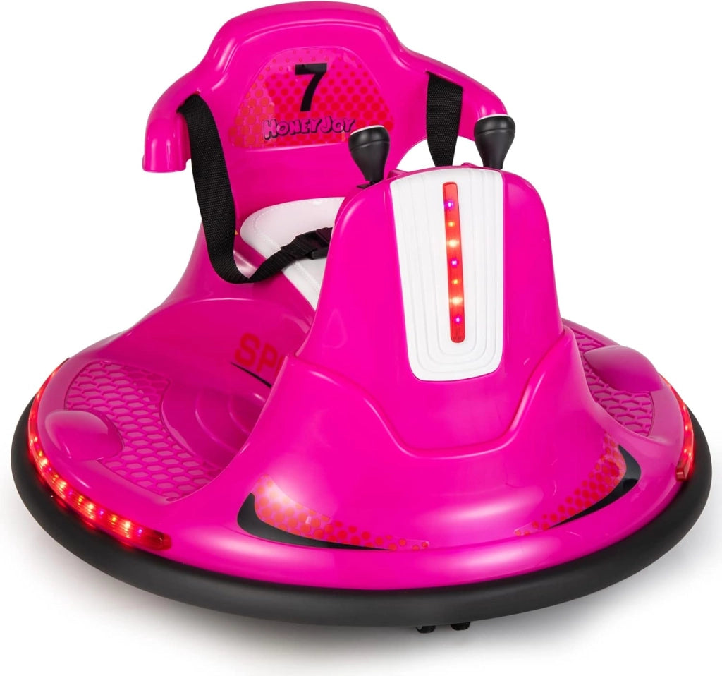 6V Autoscontro Elettrico per Bambini, Veicolo Elettrico con Telecomando, Girevole a 360°, Luci LED Colorate e Cintura di Sicurezza Regolabile, 37-95 Mesi (Rosa)