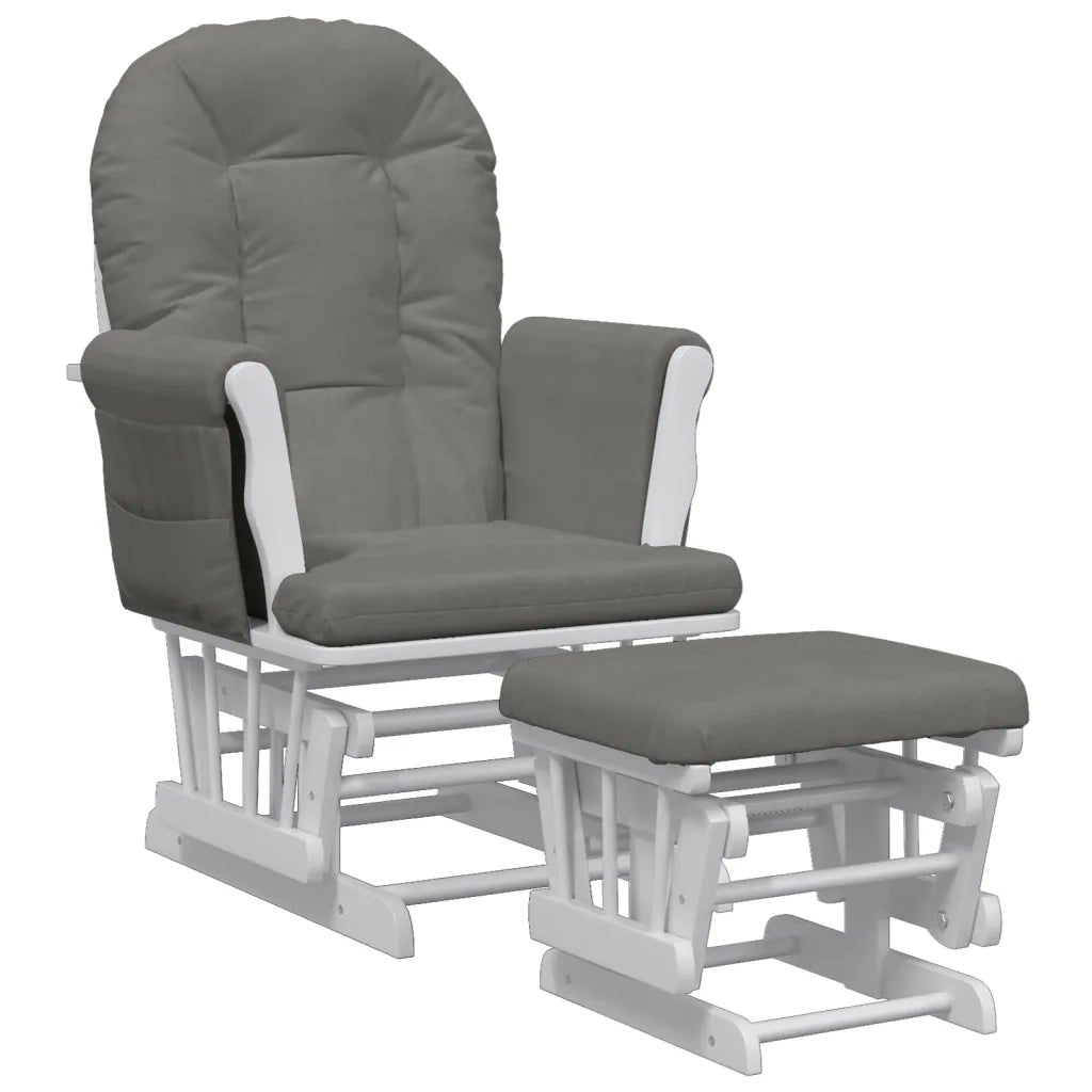 Poltrona Glider con Sgabello Grigio Scuro in Tessuto