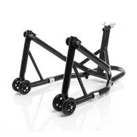 Cavalletto alzamoto anteriore sotto canotto, con rotelle e 5 adattatori sterzo 13-18 mm