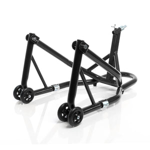 Cavalletto alzamoto anteriore sotto canotto, con rotelle e 5 adattatori sterzo 13-18 mm