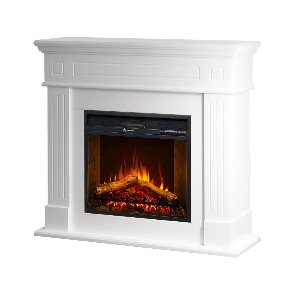 Caminetto Sola, Camino Elettrico Superficie Riscaldabile 30 m2, 110x25x95h cm Bianco