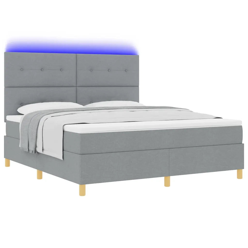 Letto a Sorgente LED Grigio chiaro 180 x 200 cm Tessuto 3343117