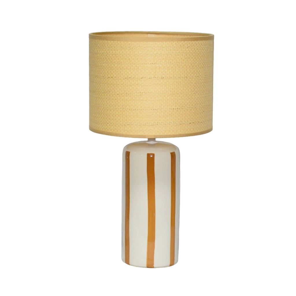 Lampada da tavolo in ceramica per interni con effetto rattan, 44cm,