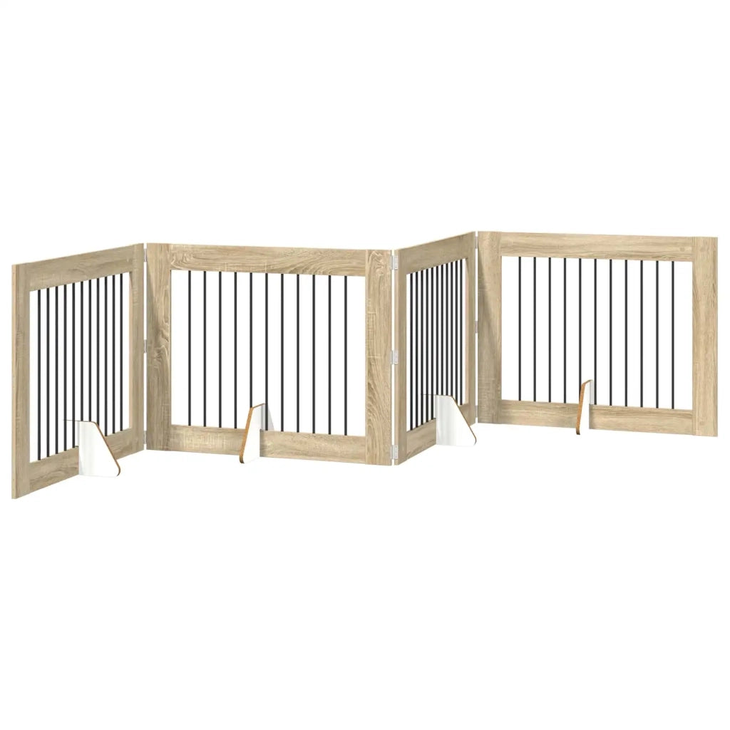 Cancello per cani con supporti 4 pcs Rovere Sonoma 100 x 80 cm 892062