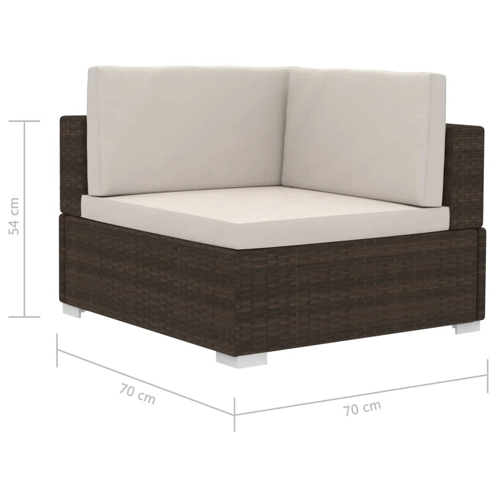 Set di mobili da giardino mobili da esterno set da 3 pezzi con cuscini resina intrecciata marrone 02_0016003