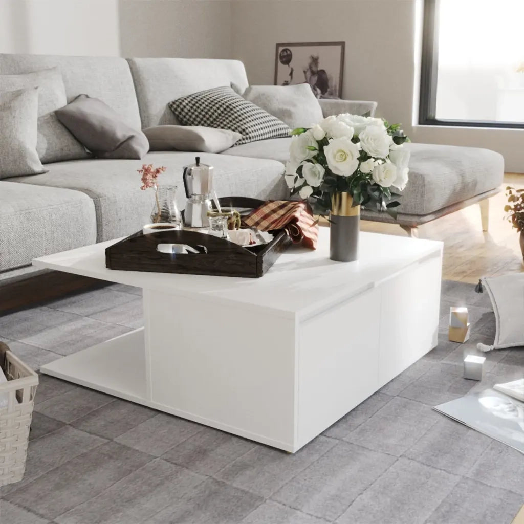 Tavolino da CaffÃ¨ Bianco 80x80x31 cm in Truciolato cod mxl 29755