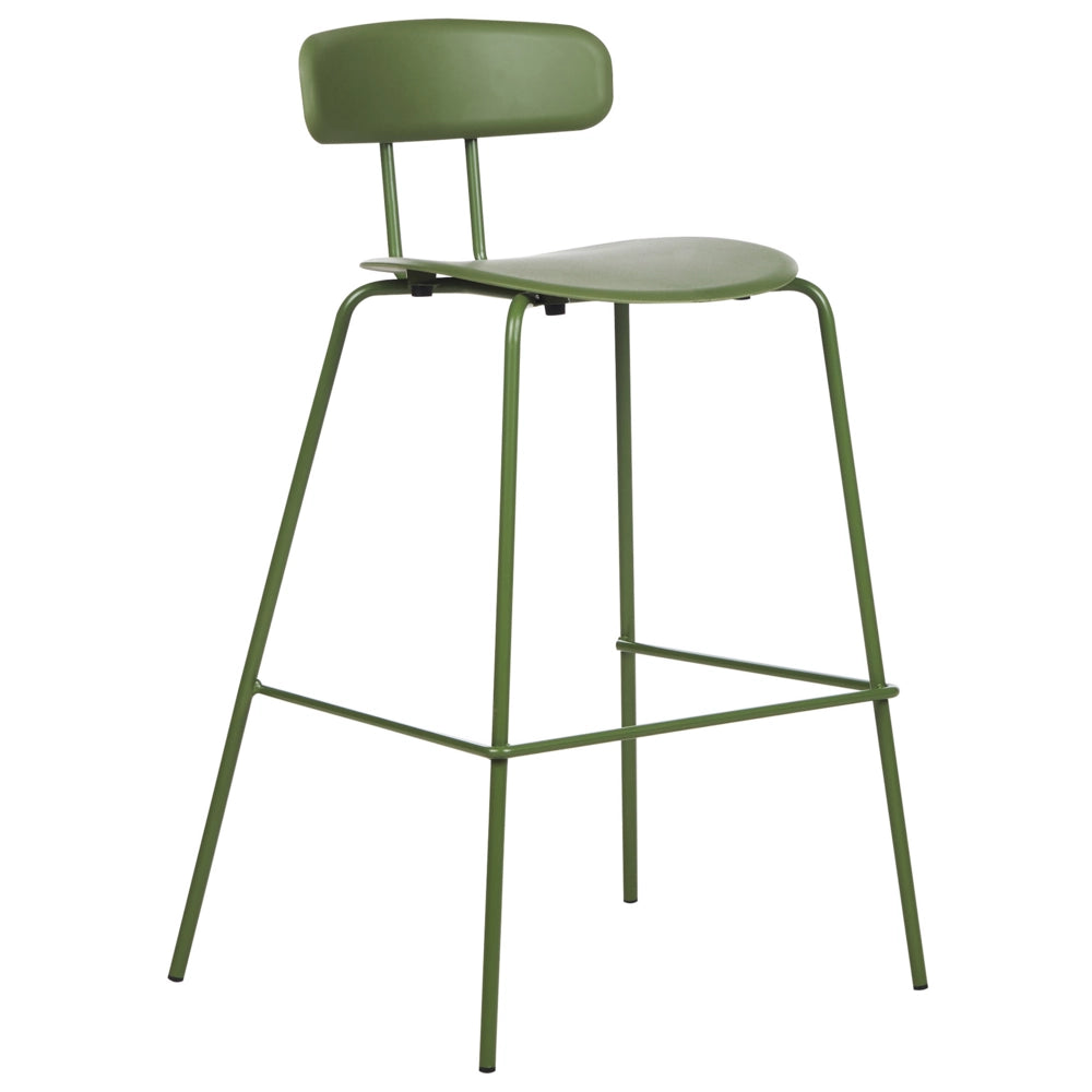 Set di 2 sedie da bar Seduta in plastica verde Sgabelli da bar altezza banco Gambe in metallo