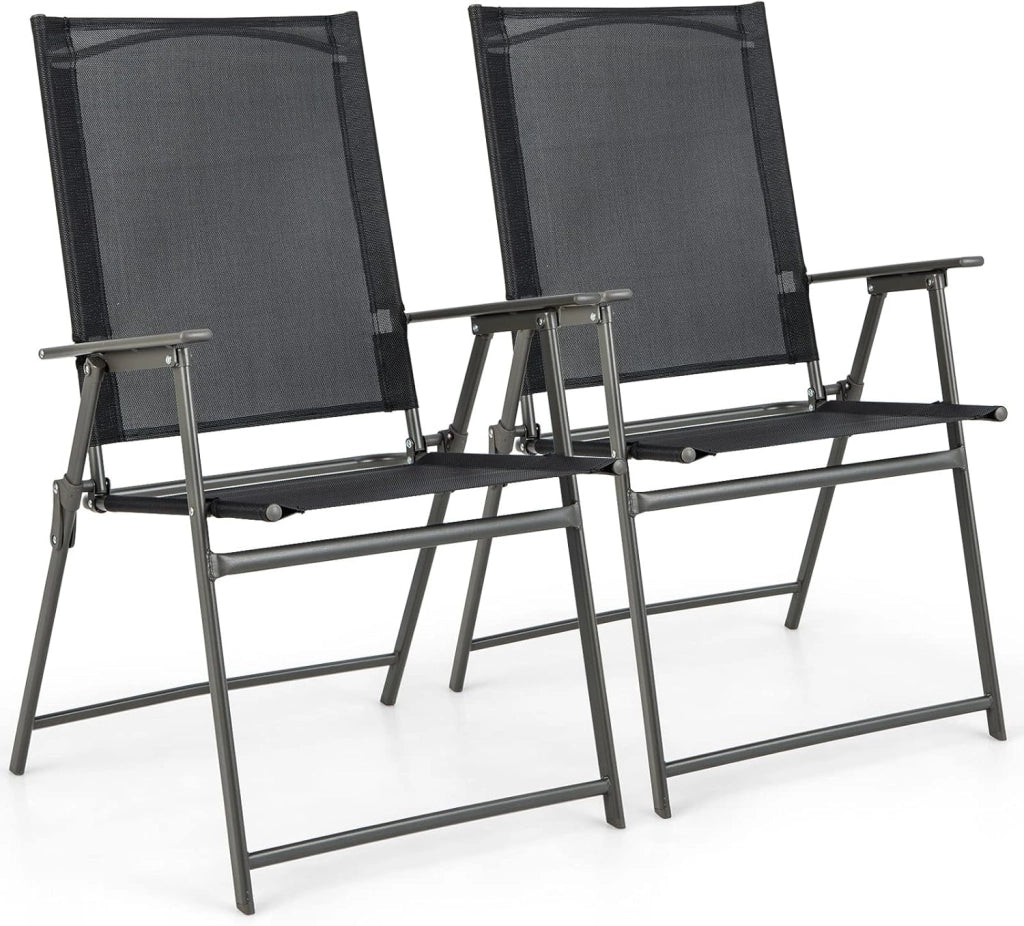 Set di 2/4 Sedie Pieghevoli da Giardino in Textilene, Sedie da Esterno con Schienale Alto, Poltrona Portatile per Giardino Campeggio Patio, Portata 150 kg (4, Bianco, 62 x 58 x 96 cm)