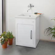 Mobile lavatoio in alluminio bianco 60x60 cm con apertura a sinistra Still Montegrappa
