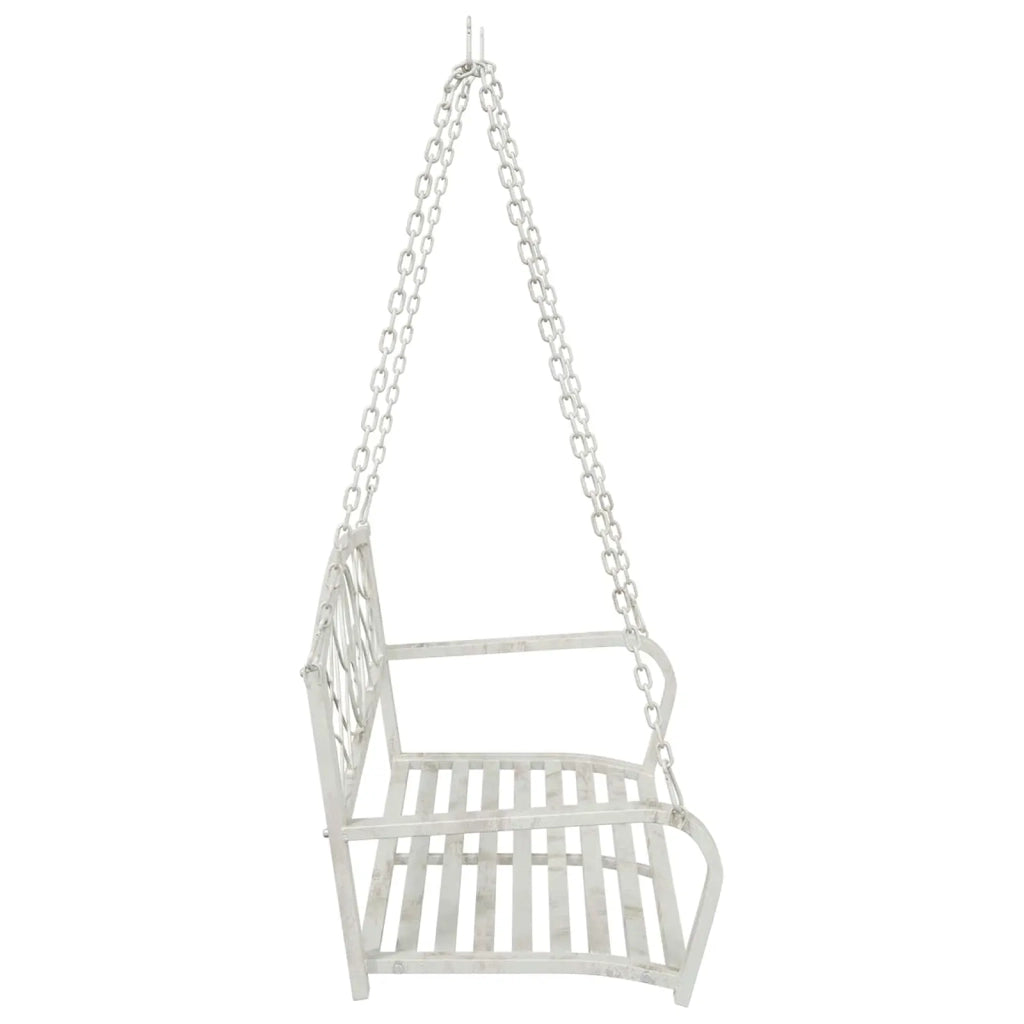 Panchina a Dondolo Acciaio 110,5 x 59 x 55 cm Bianco Antico