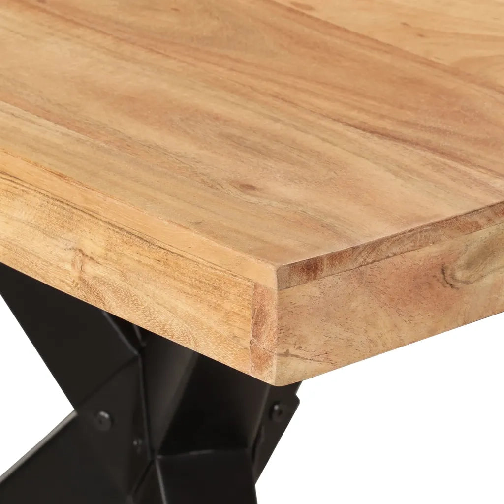 Tavolo da Pranzo Nero 180x90x77 cm in Legno Massello d'Acacia 351642