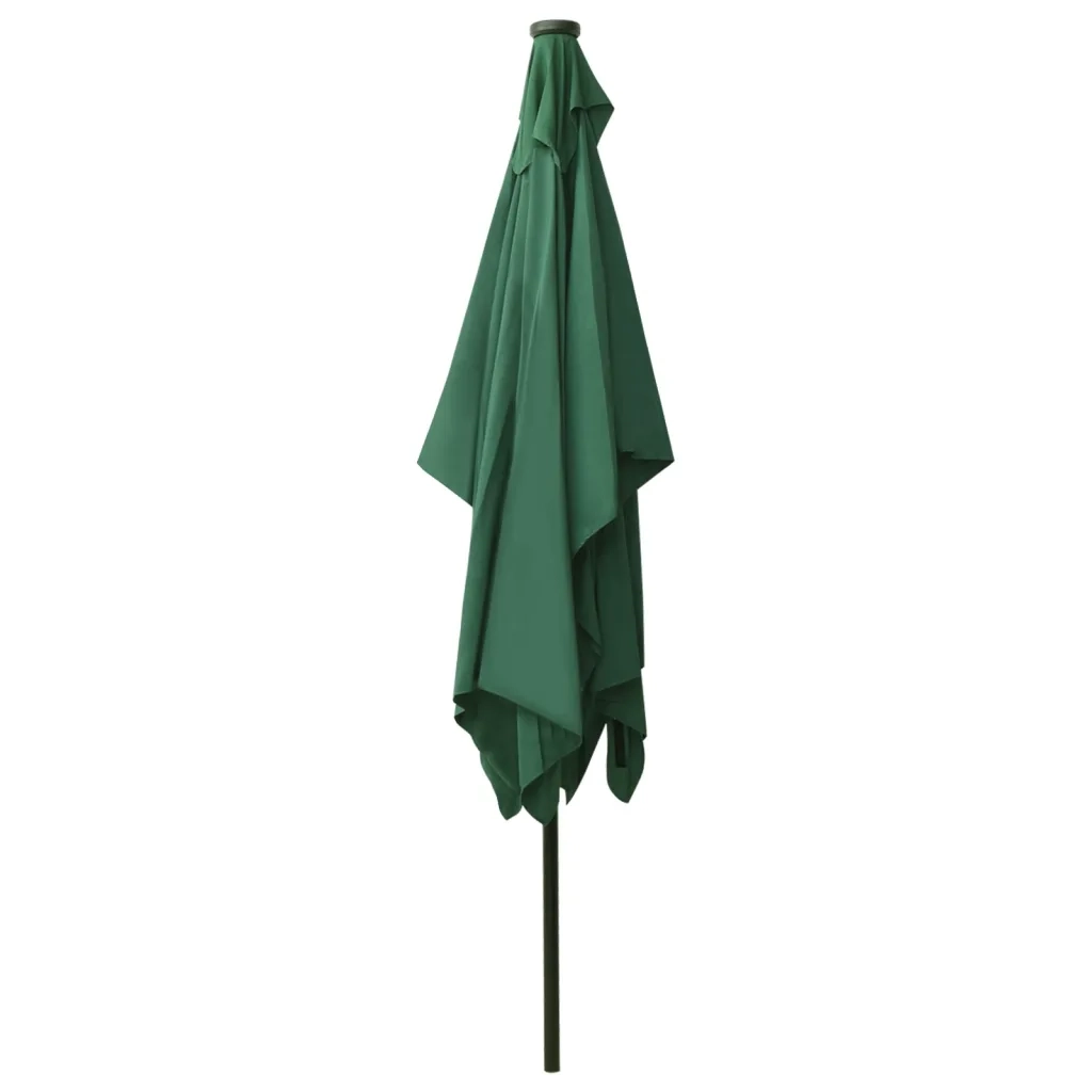 Ombrellone a Sbalzo con Palo in Acciaio e LED-Ombrello da giardino Verde 2x3 m