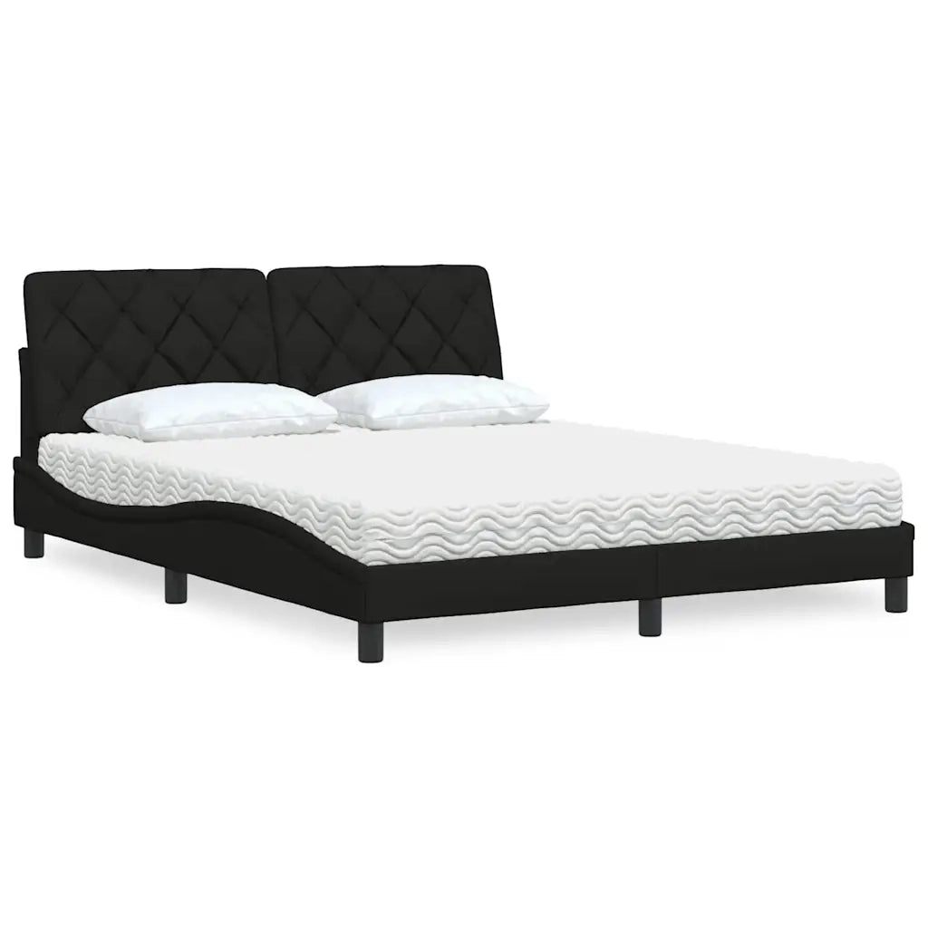 Letto con Materasso Nero 160x200 cm in Tessuto 3310750