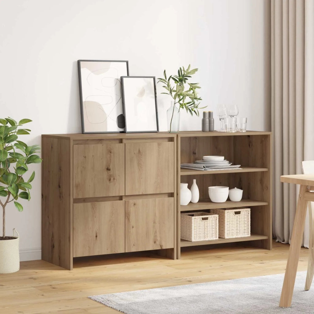 Credenza 2 pz | Madia | Buffet da pranzo | Armadio da pranzo Rovere artigianale 70 x 41 x 75 cm