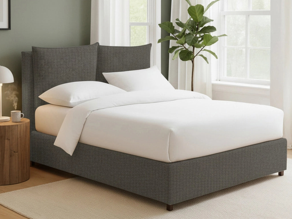 Liskeard, Letto Matrimoniale Sfoderabile Made in Italy, Grigio Tortora