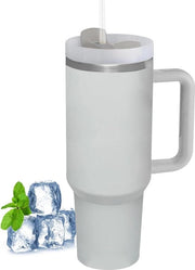 Tazza termica a doppia parete 1180 ml con manico e beccuccio - tazza di caffè per viaggio - tazza isolata a vuoto in grigio