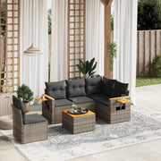Set Divano da Giardino 6 pz con Cuscini Grigio in Polyrattan 3259225