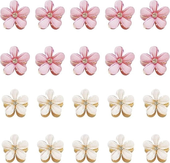 Mini clip per fiori cristallo per bambine e donne accessori per capelli per foto e uso quotidiano (bianco viola)