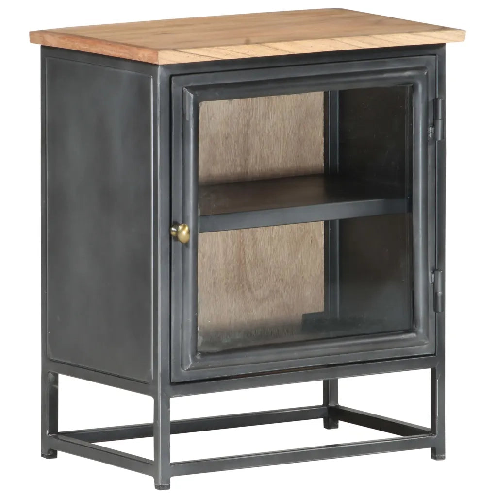 Comodino | Armadio da Notte | Mobiletto da notte Grigio 40x30x50 cm in Legno Massello di Acacia