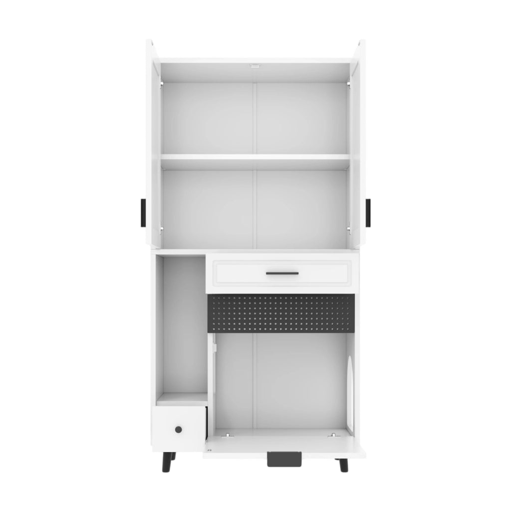 Armadio multifunzione per gatti 80x40x161 cm con ripiani regolabili; cassetti; legno ingegnerizzato bianco