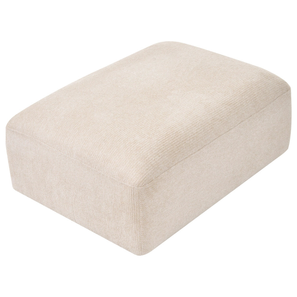 Pouf beige chiaro imbottito, elemento modulare per divano, pouf rettangolare, salotto moderno