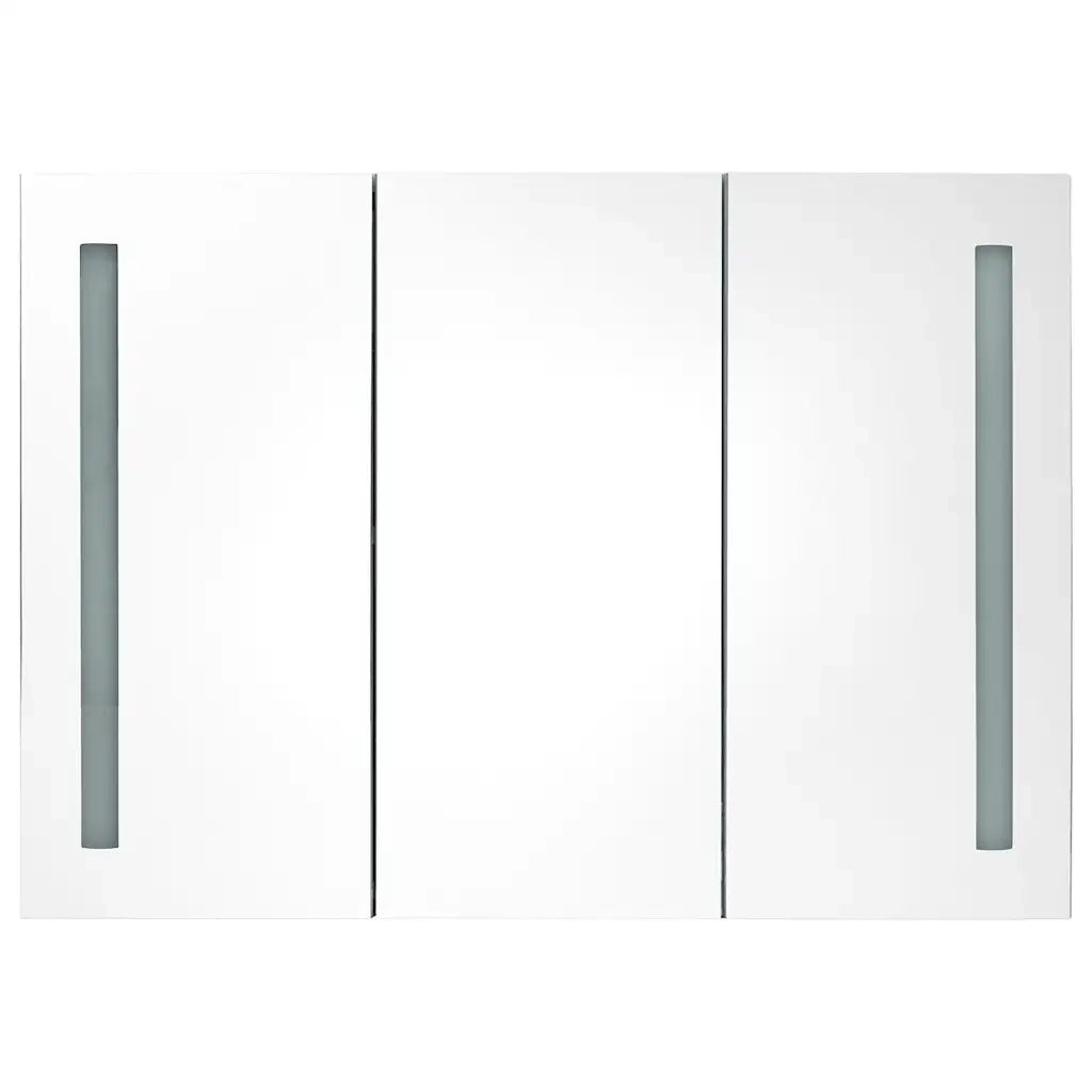 Armadietto Bagno | Armadio da bagno con Specchio e LED 89x14x62 cm Bianco e Rovere