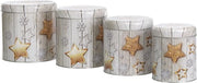 Set di 4 scatole di biscotti natalizi in forma di cilindro - scatole di biscotti in metallo con motivo di stelle